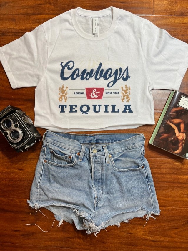 Cowboys & Tequila Coors Style Crop Top - Jabbatheslut