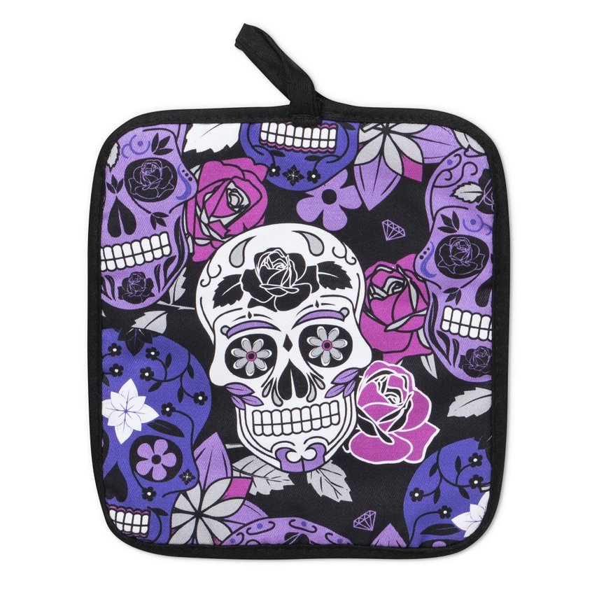 Purple Sugar Skull Oven Mitt Set - Jabbatheslut