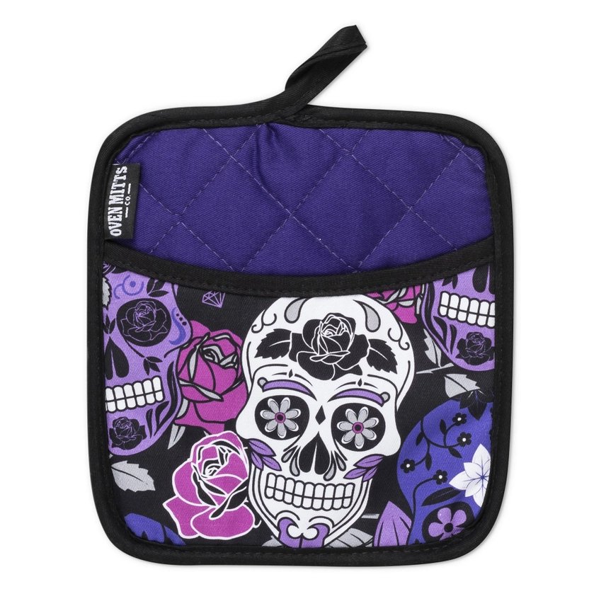 Purple Sugar Skull Oven Mitt Set - Jabbatheslut