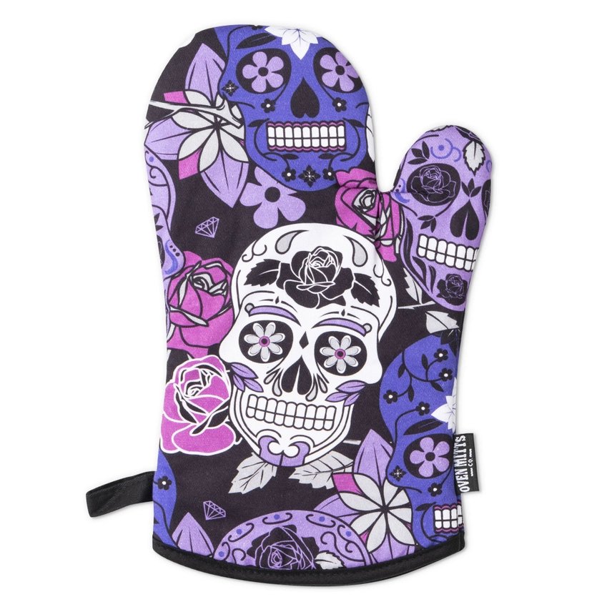 Purple Sugar Skull Oven Mitt Set - Jabbatheslut